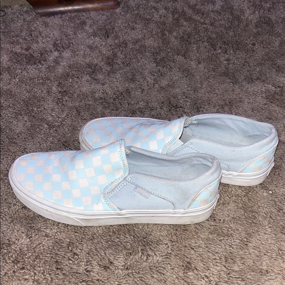 Checkered vans - Blue and White